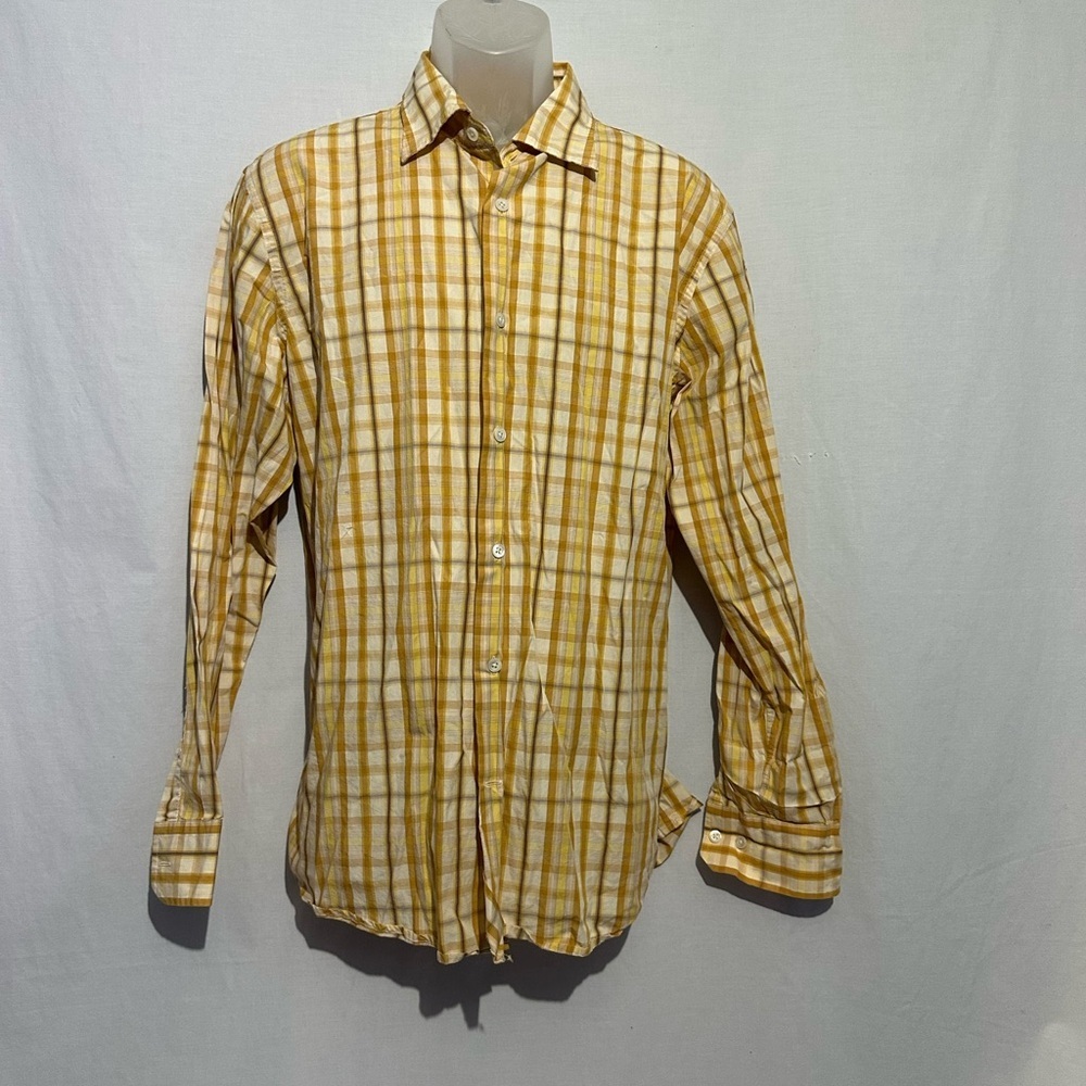 Banana Republic Yellow Plaid Long-Sleeve Button-Down Shirt – Men’s Size L
